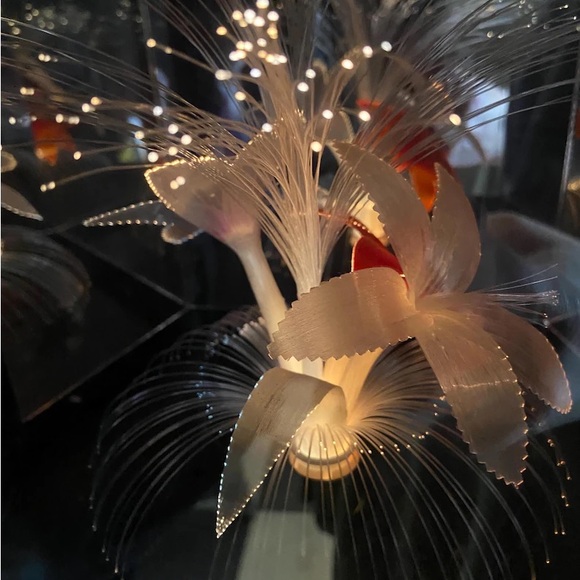 Vintage fibre optic lamp and blue clock Rotating Floral Hexagonal Light 1980’s - Picture 5 of 9